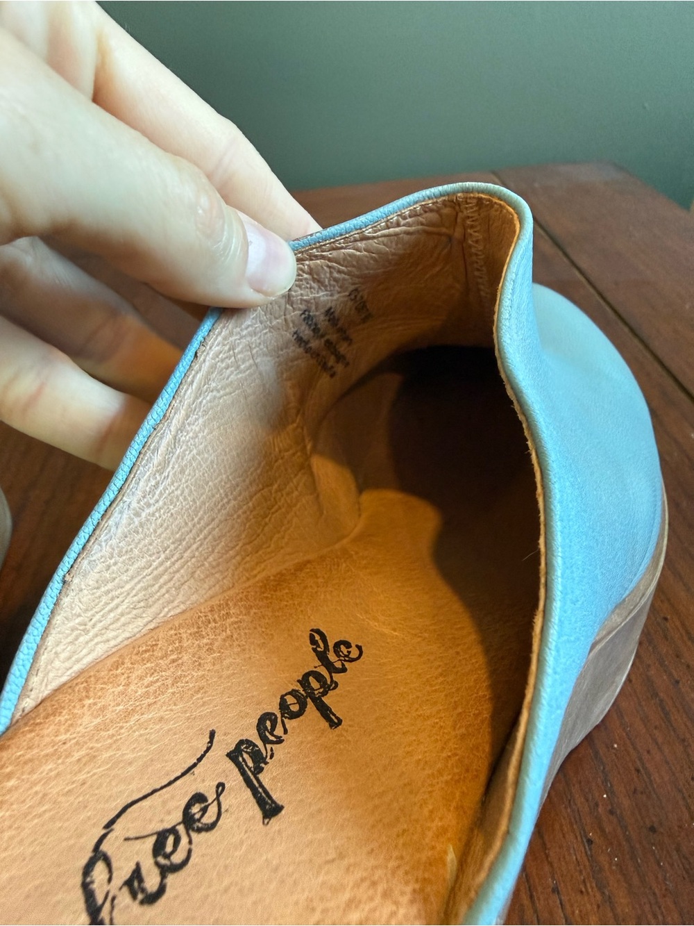 Free People -Suki Platform Clogs - Light Blue Leather Platform Clogs - Picture 7 of 7
